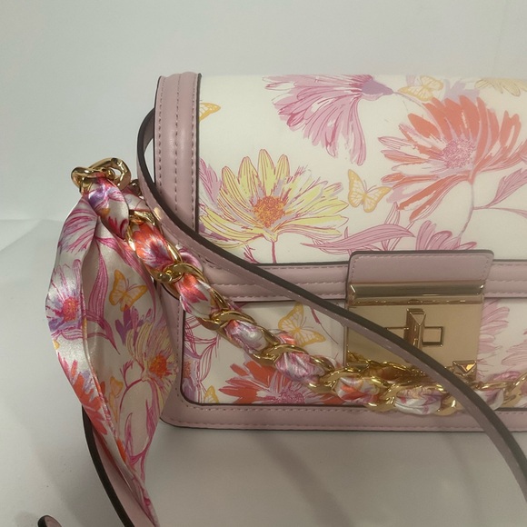 Aldo Butterfly & Floral Pink White Women's Shoulder Bag - Picture 5 of 16